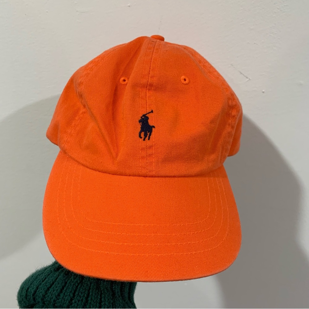 Ralph Lauren Polo Orange and Leather Strap Baseball Cap